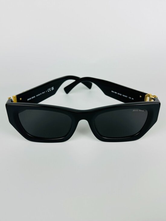 ✨ Miu Miu SMU 09W Black Sunglasses with Iconic Gold Logo Accents ✨ main image 7
